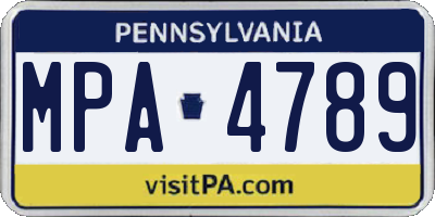 PA license plate MPA4789