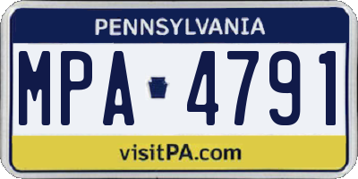 PA license plate MPA4791