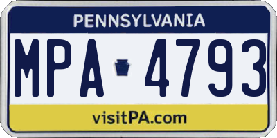 PA license plate MPA4793
