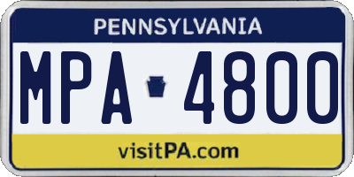 PA license plate MPA4800