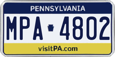 PA license plate MPA4802