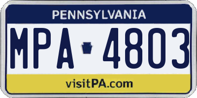 PA license plate MPA4803
