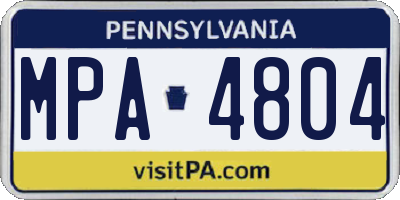 PA license plate MPA4804