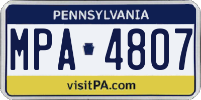 PA license plate MPA4807