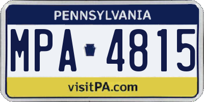 PA license plate MPA4815