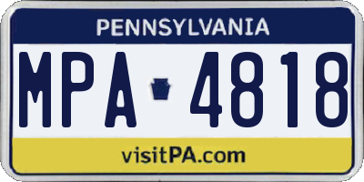PA license plate MPA4818