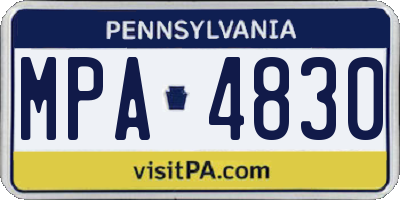 PA license plate MPA4830