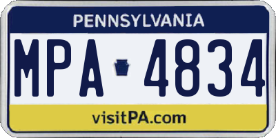 PA license plate MPA4834