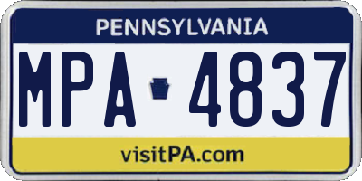 PA license plate MPA4837