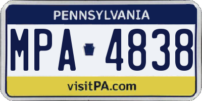 PA license plate MPA4838