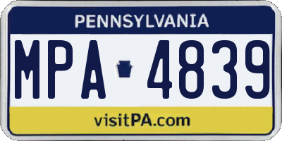 PA license plate MPA4839