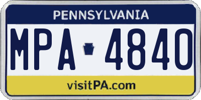 PA license plate MPA4840