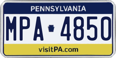 PA license plate MPA4850