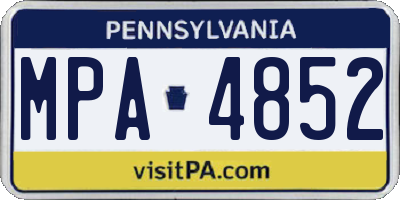 PA license plate MPA4852