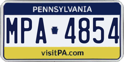 PA license plate MPA4854