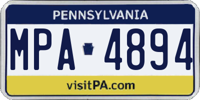 PA license plate MPA4894