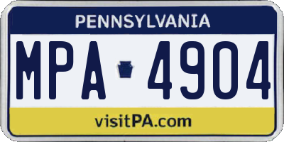 PA license plate MPA4904