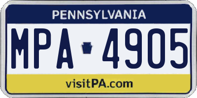 PA license plate MPA4905