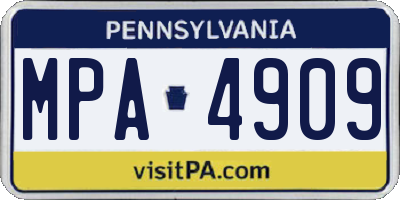 PA license plate MPA4909