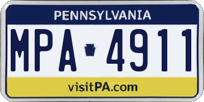 PA license plate MPA4911