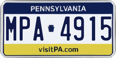 PA license plate MPA4915