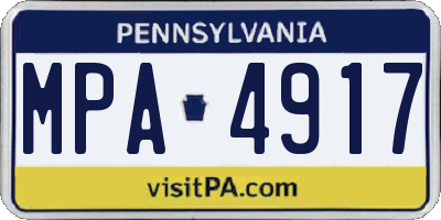 PA license plate MPA4917