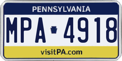 PA license plate MPA4918