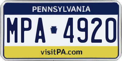 PA license plate MPA4920