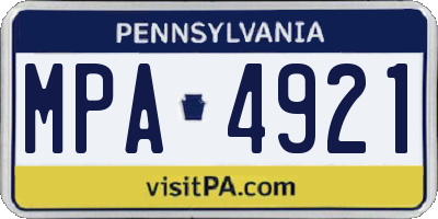 PA license plate MPA4921