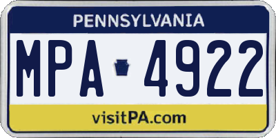 PA license plate MPA4922