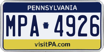 PA license plate MPA4926
