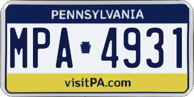 PA license plate MPA4931