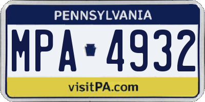 PA license plate MPA4932