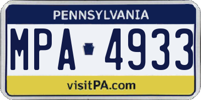 PA license plate MPA4933