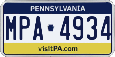 PA license plate MPA4934