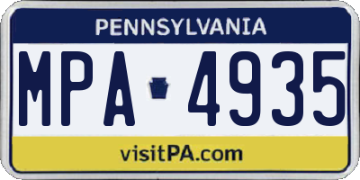 PA license plate MPA4935