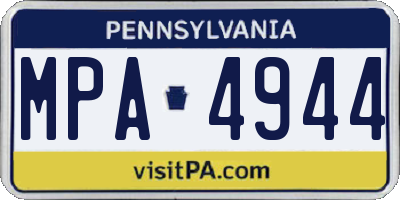 PA license plate MPA4944