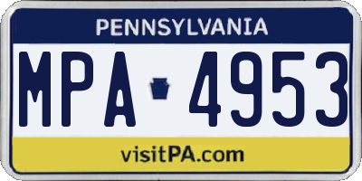 PA license plate MPA4953