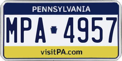 PA license plate MPA4957