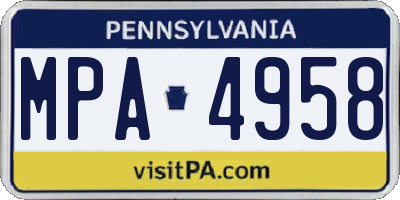 PA license plate MPA4958