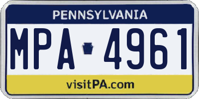 PA license plate MPA4961