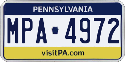 PA license plate MPA4972