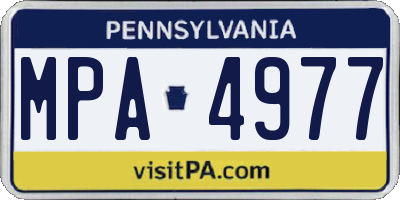 PA license plate MPA4977