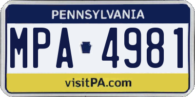PA license plate MPA4981