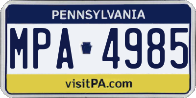 PA license plate MPA4985