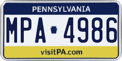 PA license plate MPA4986