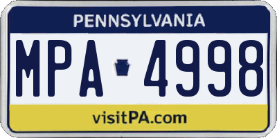 PA license plate MPA4998