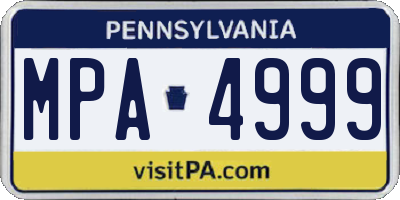 PA license plate MPA4999