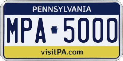 PA license plate MPA5000
