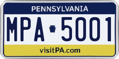 PA license plate MPA5001